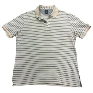 Eleventy Polo Shirt Mens Medium Yellow Stripe 100% Cotton Made Italy Casual